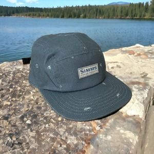 Simms Fly Fishing Hat Blue Flies Lightweight Outdoors Adjustable Strap GUC